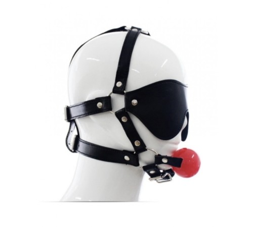 Blindfold Harness and Ball Gag Red