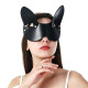 Черная кожаная маска на глаза с ушками Kitty Bondage Mask