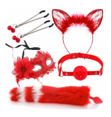 Набор для уальных игр Sexy Cat Ears Fox Tail Cosplay Sex Party Accessories Red