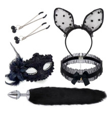 Набор для уальных игр Sexy Cat Ears Fox Tail Cosplay Sex Party Accessories Black