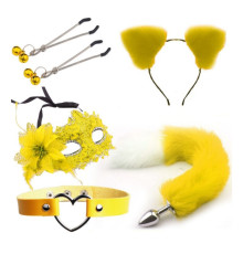 Набор для уальных игр Sexy Cat Ears Fox Tail Cosplay Sex Party Accessories Yellow