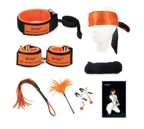 Бдсм набор оранжевый из 7 предметов Orange Farvet Bondage Kit