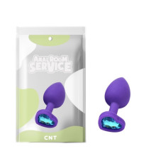 Силиконовая нальная пробка с голубым кристаллом Love Purple Diamond Plug Small