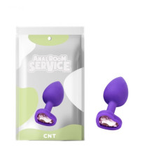 Силиконовая нальная пробка с розовым кристаллом Love Purple Diamond Plug Small