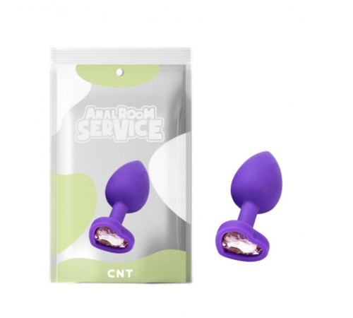 Силиконовая нальная пробка с розовым кристаллом Love Purple Diamond Plug Small