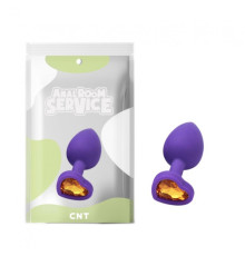 Силиконовая нальная пробка с желтым кристаллом Love Purple Diamond Plug Small