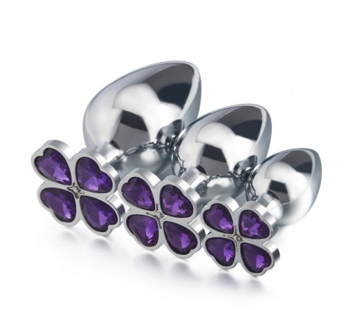 Задня пробка Metal Clover Butt Plug Jewelry Small Purple