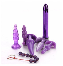 Универсальный набор анальных игрушек 7 в 1 Sex Suit Safety Silicone Purple