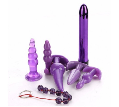 Универсальный набор анальных игрушек 7 в 1 Sex Suit Safety Silicone Purple