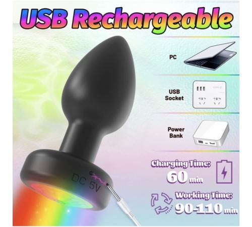 Задня пробка с пультом управления Led Rainbow Light Plug Black