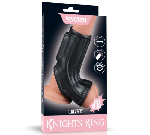 Насадка на пенис Vibrating Ridge Knights Ring with Scrotum Sleeve Black