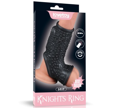 Насадка на пенис Vibrating Drip Knights Ring with Scrotum Sleeve Black