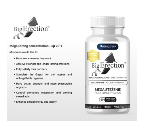 Капсулы для стояня и эрекции BigErection Capsules, 60шт