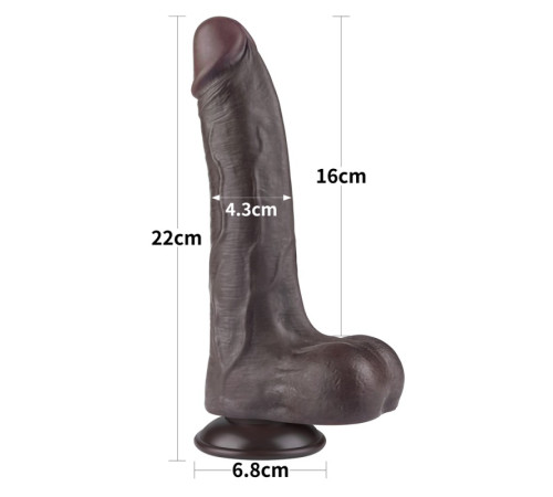 Фаллоимитатор на присоске Sliding Skin Dual Layer Dong Black 8.5