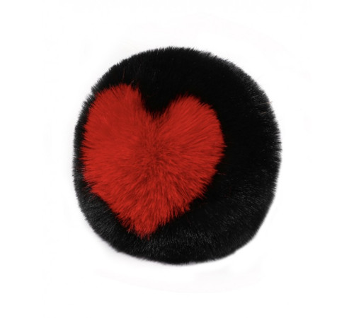 особиста пробка с пушистым хвостом Cute Heart Fluffy Plug with Tail Black&Red