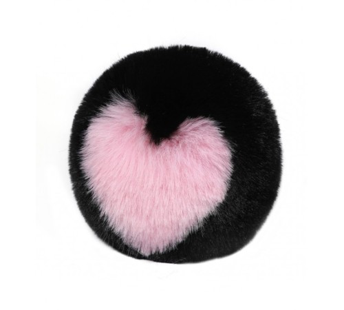 особиста пробка с пушистым хвостом Cute Heart Fluffy Plug with Tail Black&Pink