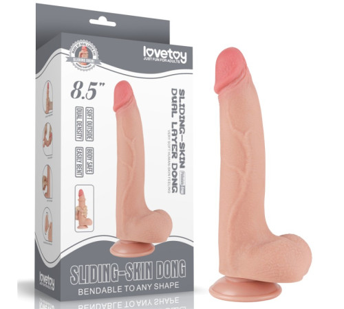 Фаллоимитатор с кожей на присоске Sliding Skin Dual Layer Dong Flesh 8.5