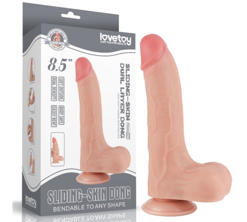 Фаллоимитатор с кожей на присоске Sliding Skin Dual Layer Dong Flesh 8.5