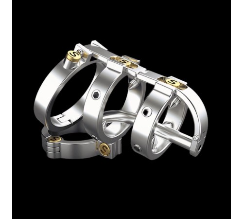 Stainless Steel Male Chastity Device Punk Style Cock Cage Hinged Penis Ring Screws Lock A