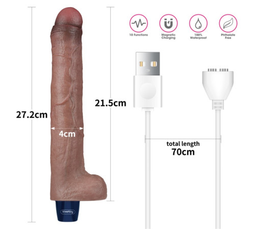 Мультискоростной вибратор Real Softee Rechargeable Silicone Vibrating Dildo 10.5