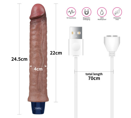 Мультискоростной вибратор Real Softee Rechargeable Silicone Vibrating Dildo 9.5