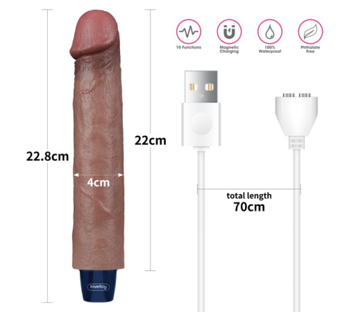 Мультискоростной вибратор Real Softee Rechargeable Silicone Vibrating Dildo 9.0