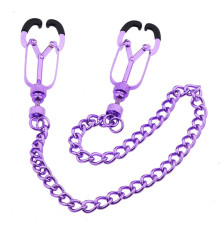 Зажимы для сосков на цепочке Kinklab Mandible Purple Nipple Clamps