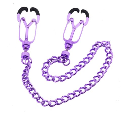 Зажимы для сосков на цепочке Kinklab Mandible Purple Nipple Clamps