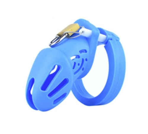 Пояс  для мужчин Silicone Chastity Cage Blue Small