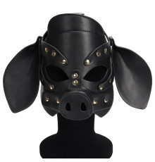 Бдсм маска голова свеньи Leather Pig Mask Black