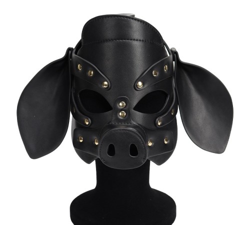 Бдсм маска голова свеньи Leather Pig Mask Black