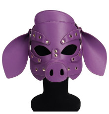 Бдсм маска голова свеньи Leather Pig Mask Purple