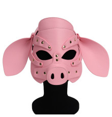 Бдсм маска голова свеньи Leather Pig Mask Pink