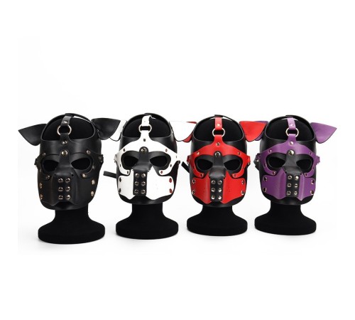 Неопреновая маска Puppy Face Leather Dog Mask Red