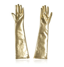 Длинные перчатки по локоть Fetish Five Fingers Gloves Golden