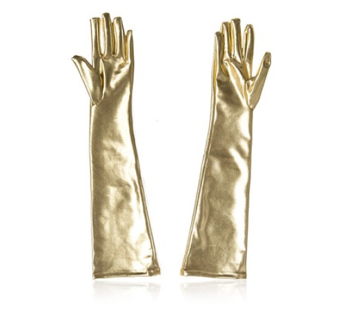 Длинные перчатки по локоть Fetish Five Fingers Gloves Golden