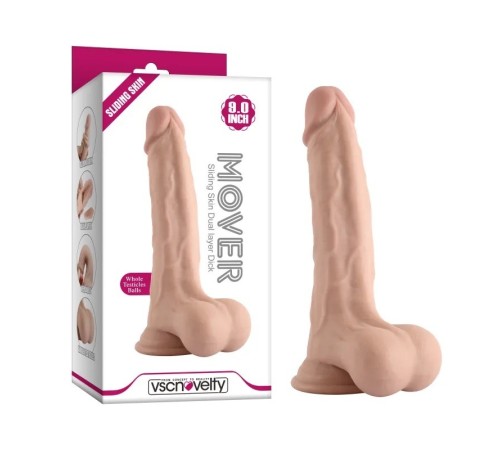 Фаллоимитатор на присоске Sliding Skin Dual Layer Dong-Whole testicles 9.0