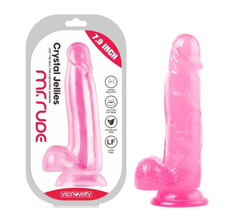 Фаллоимитатор на присоске Crystal Jellies Realistic Dildo Pink Mr. Rude 7.9