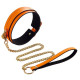 Ошейник с поводком Glow in the Dark Leather Orange Collar