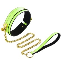 Ошейник с поводком Glow in the Dark Leather Green Collar