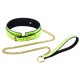 Ошейник с поводком Glow in the Dark Leather Green Collar