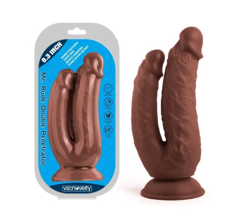 Фаллоимитатор на присоске Double Penetrator Brown Mr. Rude 8.3