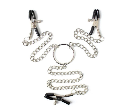 Зажимы для сосков и губ на цепочке Nipple Clamps Black