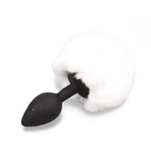 Черная силиконовая особиста пробка с белым хвостиком Silicone Fur Tail Plug