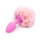 Розовая силиконовая задня пробка с розовым хвостиком Silicone Fur Tail Plug