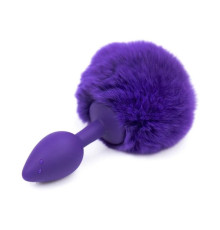 Фиолетовая силиконовая особиста пробка с фиолетовым хвостиком Silicone Fur Tail Plug