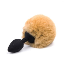 Черная силиконовая особиста пробка с коричневым хвостиком Silicone Fur Tail Plug