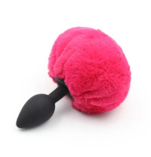 Черная силиконовая особиста пробка с красным хвостиком Silicone Fur Tail Plug