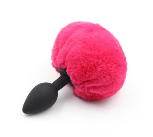 Черная силиконовая особиста пробка с красным хвостиком Silicone Fur Tail Plug