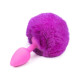 Розовая силиконовая особиста пробка с фиолетовым хвостиком Silicone Fur Tail Plug